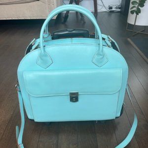 McKlein Glen Ellyn 15” Leather Detachable-Wheeled Laptop Case Aqua